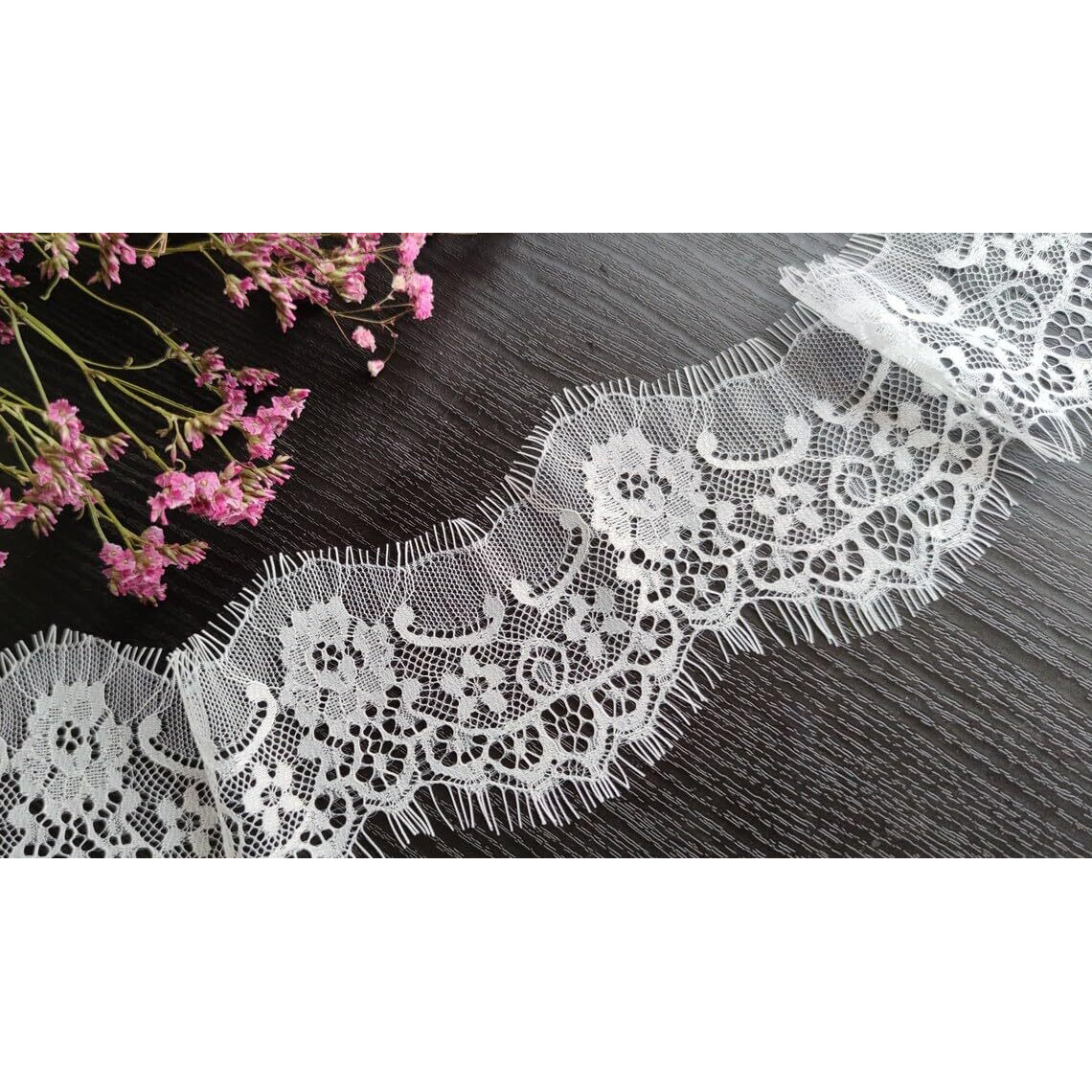 Orient Lace Craft White Chantilly Net Scallop Lace Nylon Floral Eyelash Lace Trim Ribbon Sewing Dress Skirt Decor Diy Handicrafts 3 Meters Length, Width 8 Cm