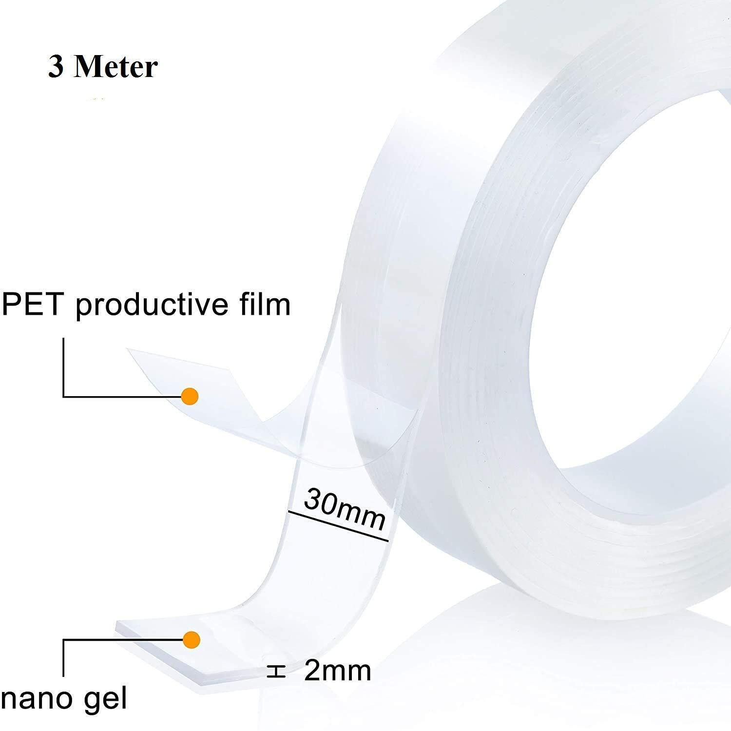 Crentila Nano Double Sided Tape Heavy Duty - Multipurpose Removable Traceless Mounting Adhesive Tape For WallsWashable Reusable Strong Sticky Strips Gel Grip Tape
