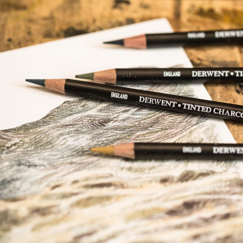 Derwent Tinted Charcoal Drawing Pencils Blister, Watersoluble Pencils, Ideal For Smuding And Blending, Professional Quality - 2301691 (Set Of 24)