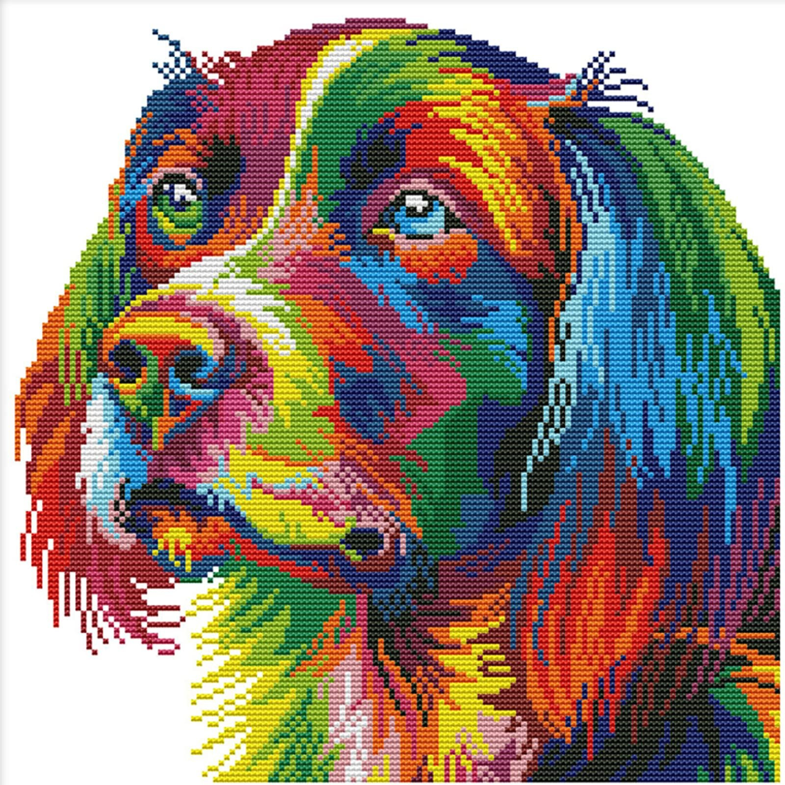 Zodiacal Hue Cross Stitch Kits Stamped Full Range Of Embroidery Kits For Adults Diy 14Ct Cross Stitches Kit Embroidery Patterns For Needlepoint Kit-Rainbow Dog 13.4X13.4 Inch