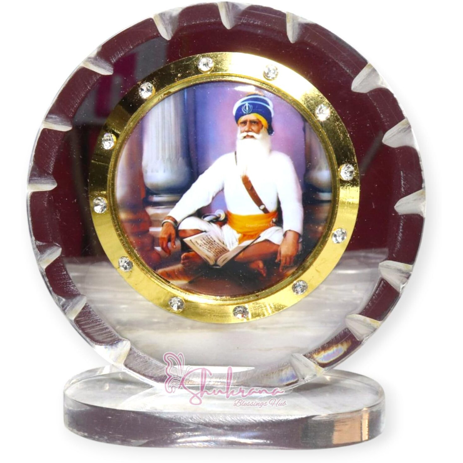 Shukrana Blessings Baba Deep Singh Ji Religious Wooden Photo Frame With Unbreakable Acrylic Sheet | Acrylic Showpiece Figurine For Car Dashboard, Home & Office Dcor