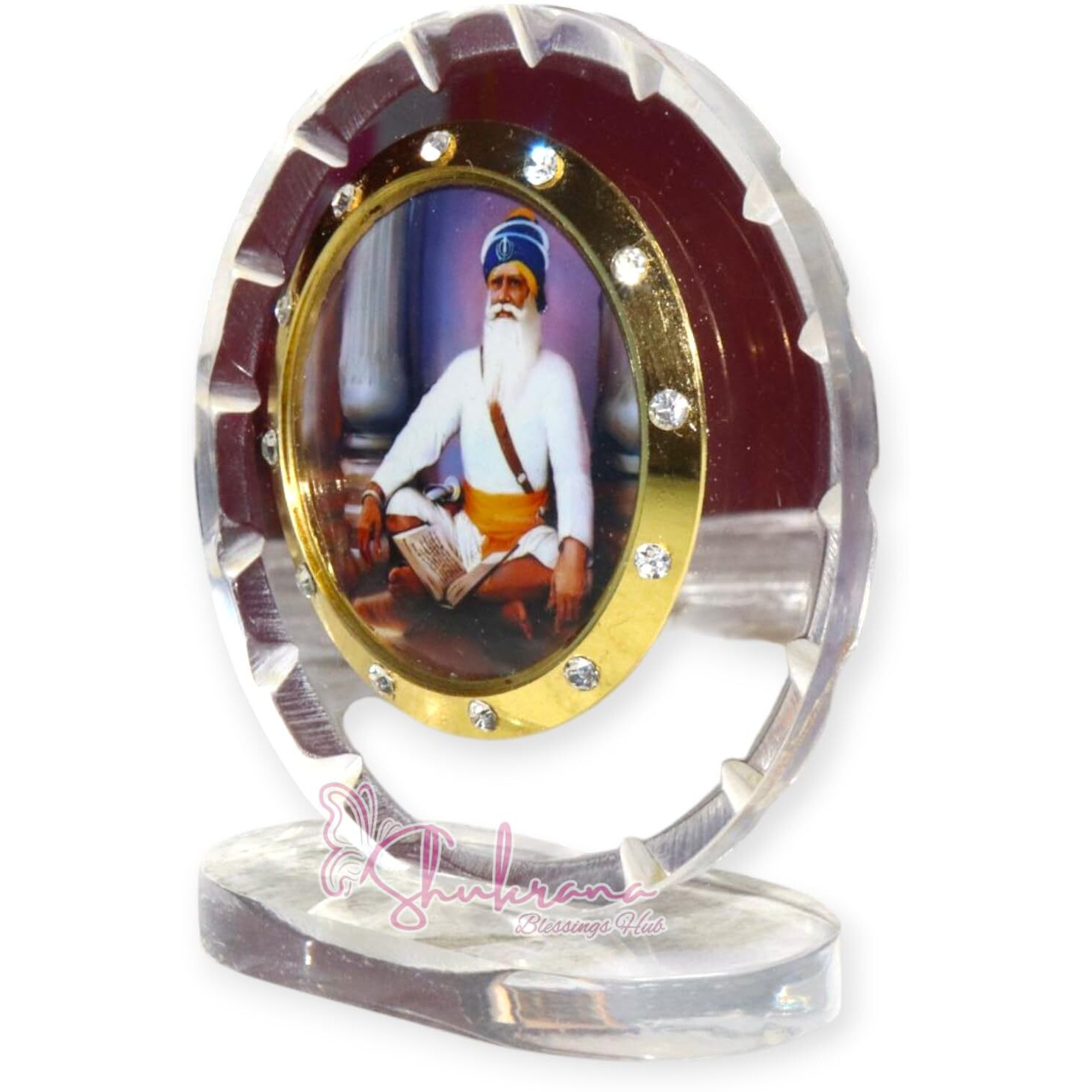 Shukrana Blessings Baba Deep Singh Ji Religious Wooden Photo Frame With Unbreakable Acrylic Sheet | Acrylic Showpiece Figurine For Car Dashboard, Home & Office Dcor