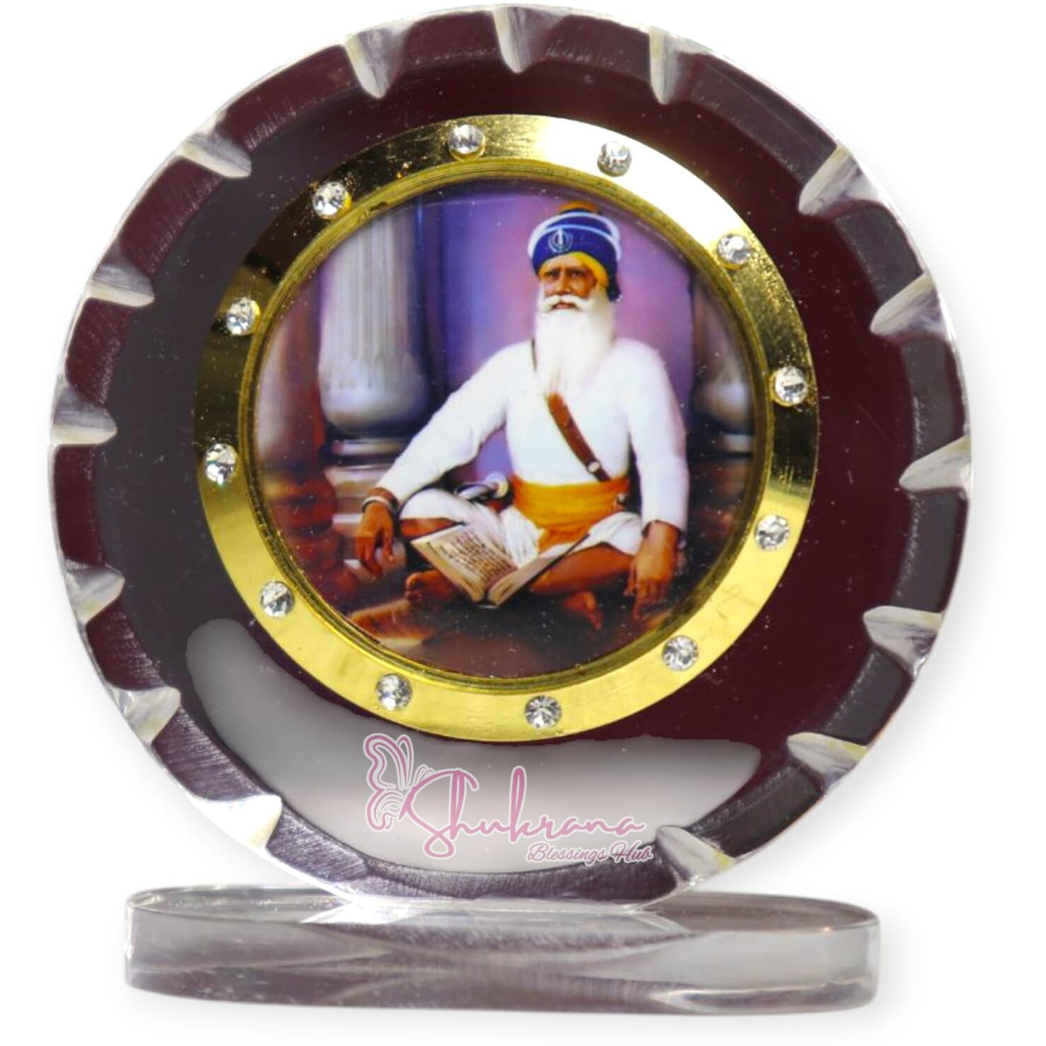 Shukrana Blessings Baba Deep Singh Ji Religious Wooden Photo Frame With Unbreakable Acrylic Sheet | Acrylic Showpiece Figurine For Car Dashboard, Home & Office Dcor