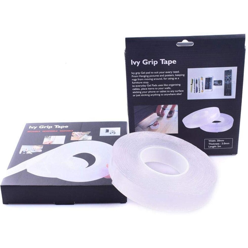 Unik Brand 3 Meter Double Sided Adhesive Silicon Grip Gel Tape For Walls Washable Reusable Strong Sticky Strips For Transparent Heavy Duty Heat Resistant Multi-Functional Removable No Trace (3 Meter)