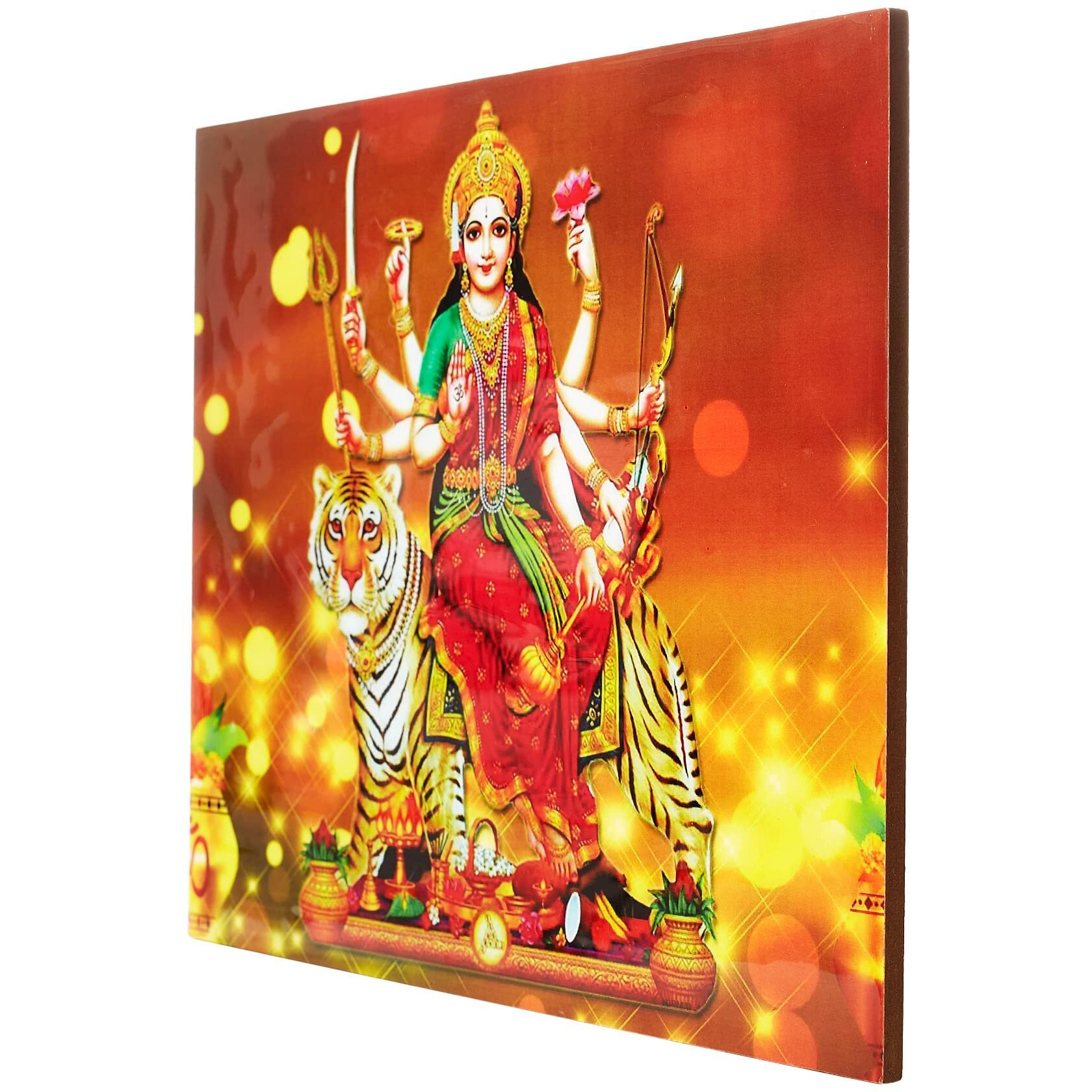 Rangbhar Sherawali Mata Photo Frame For Wall And Pooja Room, Worship Idol , No Glass, 11 Inch X 9 Inch ,Multicolor