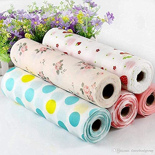 Fluzov Printing Antibacterial Cabinet Plastic Foam For Refrigerator, Kitchen Cupboard Liners, Household Wardrobe Moisture Drawer Pad Waterproof Non-Slip Paper Roll Mat (3) Multicolour