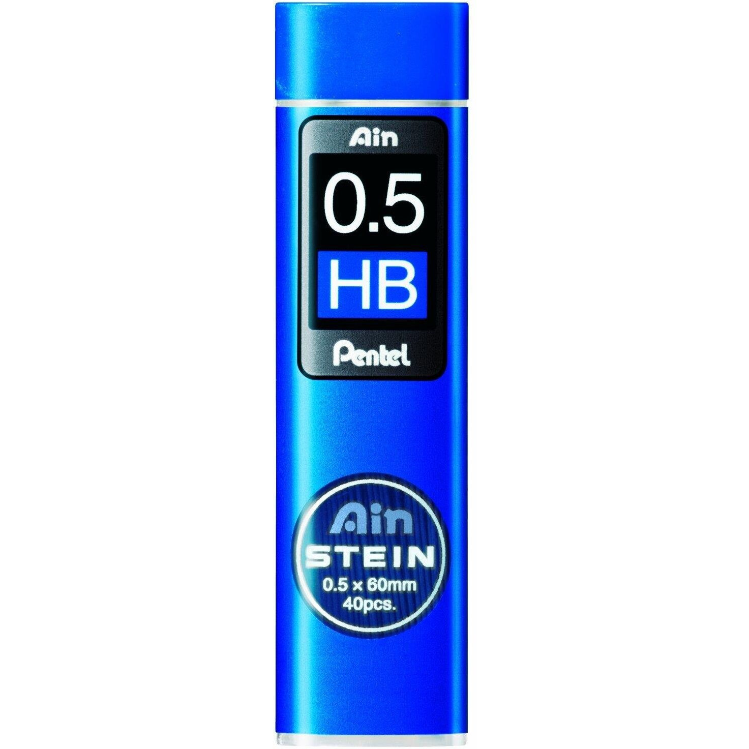 Pentel Ain Stein Mechanical Pencil Lead | Tip Size 0.5 Mm | Lead Of Grade Hb | Pack Of 40 Pcs (C275-Hb), Black