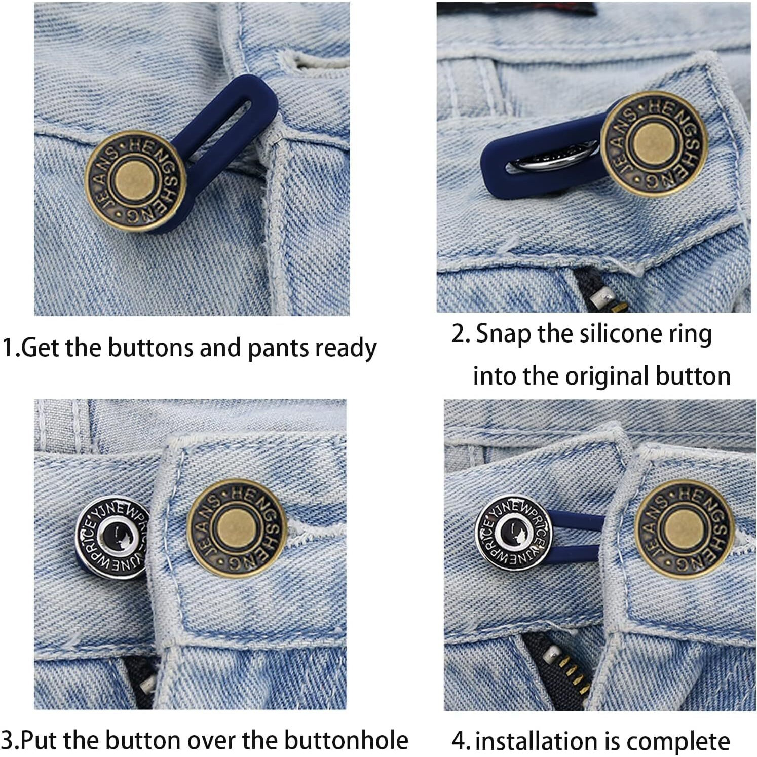 Baerfit Adjustable Waist Button Extender For Pants And Denim - Metal - Jeans Button Extender - 5 Pack - Accessory