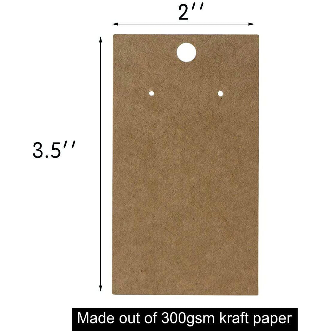 Atmiyamart Rectangle Tag Handmade Precuts Holes Kraft Decorative Jewelry Display Card, Earring And Bracelet Jewelry Display Cards -Kraft Hanging Earring Cards 2 X 3.5 Inch (Pack Of 50)