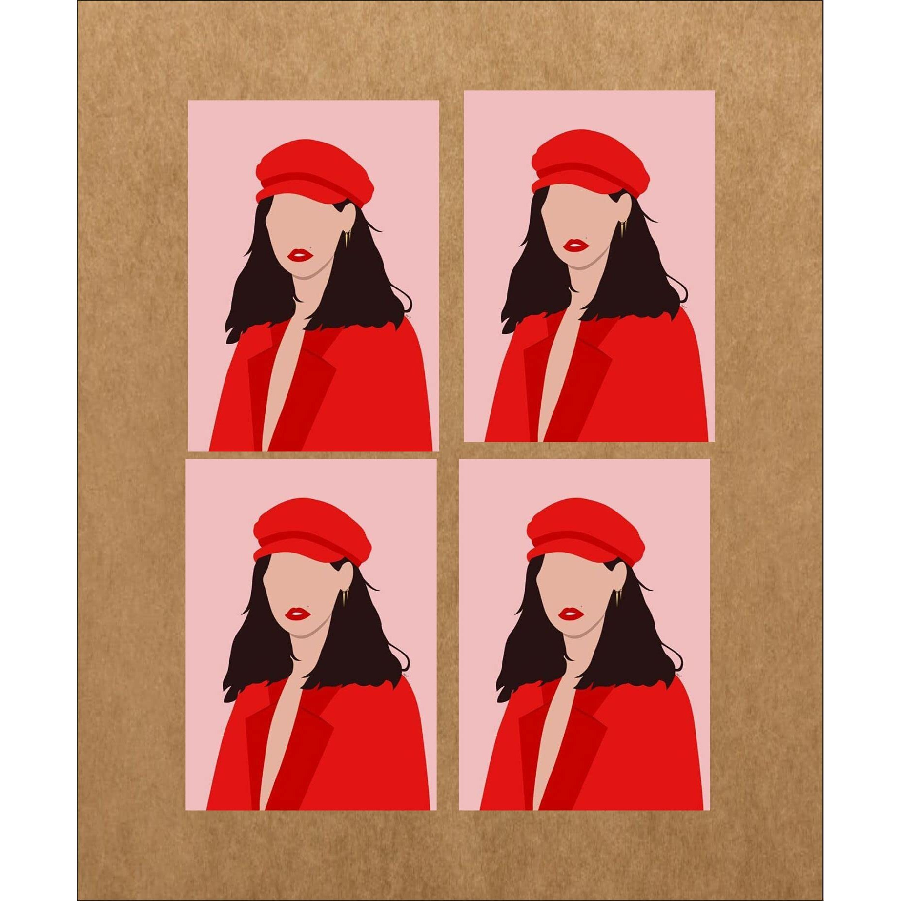 Atmiyamart Earrings Display Tag Card, Red Girl Paper Tag Decorative Jewelry Pack (3.5X2.5 Inch) 50Pcs
