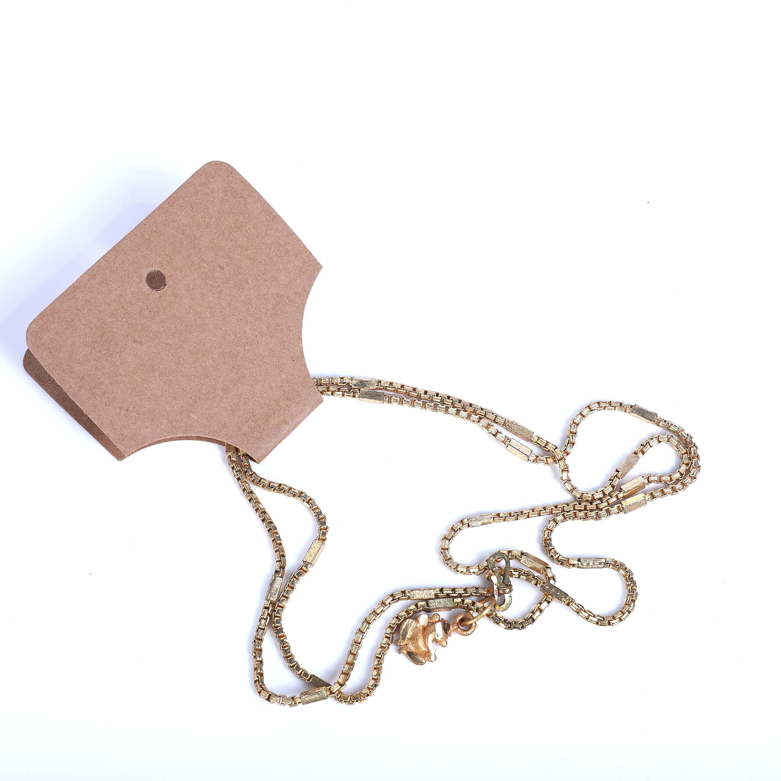 Zenomia Hanging Blank Bracelet Necklace/Earring Folding Display Card In Brown Kraft Paper For Accessories And Jewelry 50Pcs (4.1X2.2 Inch)