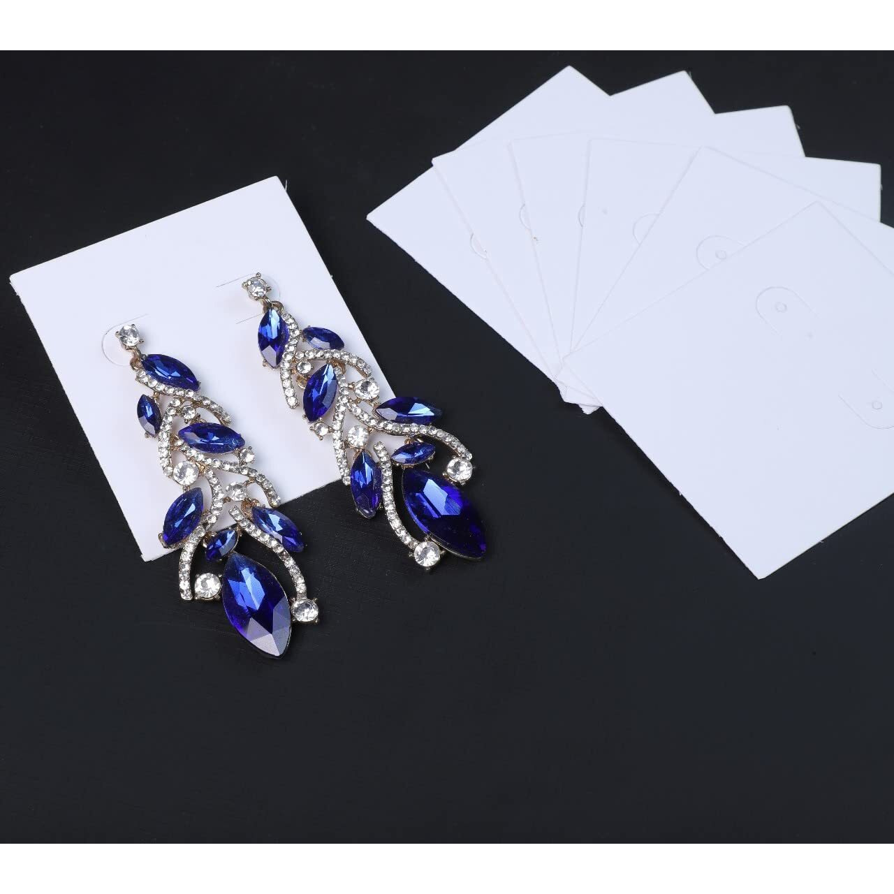 Zenomia Paper Decorative Jewelry Display Card Earring And Bracelet White Hanging Earring Cards Rectangle Tag Lable (2.9X2.6 Inch)(Pack Of 50)