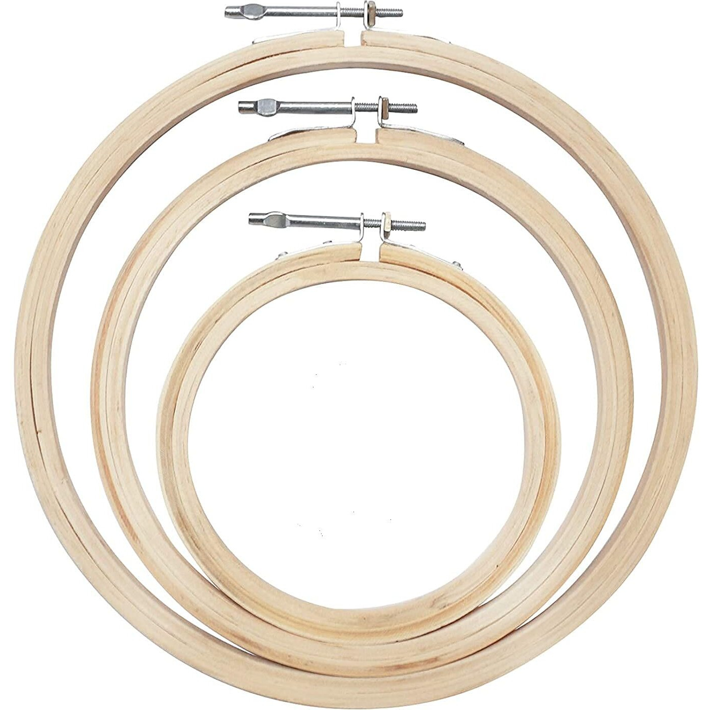 Homeistic Applience Embroidery Accessories Wooden Hoop Ring 6, 7, 8 Inch Number For Hand Work Or Embroidery Work (Set Of 3, Wooden)