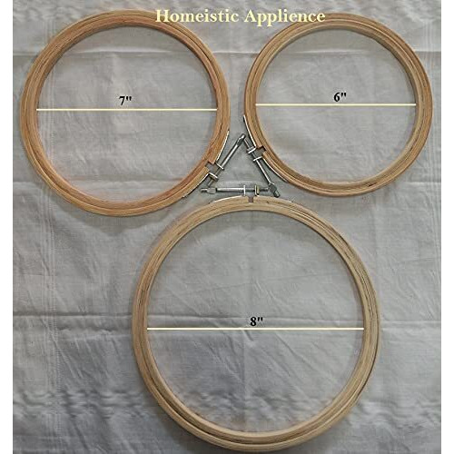Homeistic Applience Embroidery Accessories Wooden Hoop Ring 6, 7, 8 Inch Number For Hand Work Or Embroidery Work (Set Of 3, Wooden)