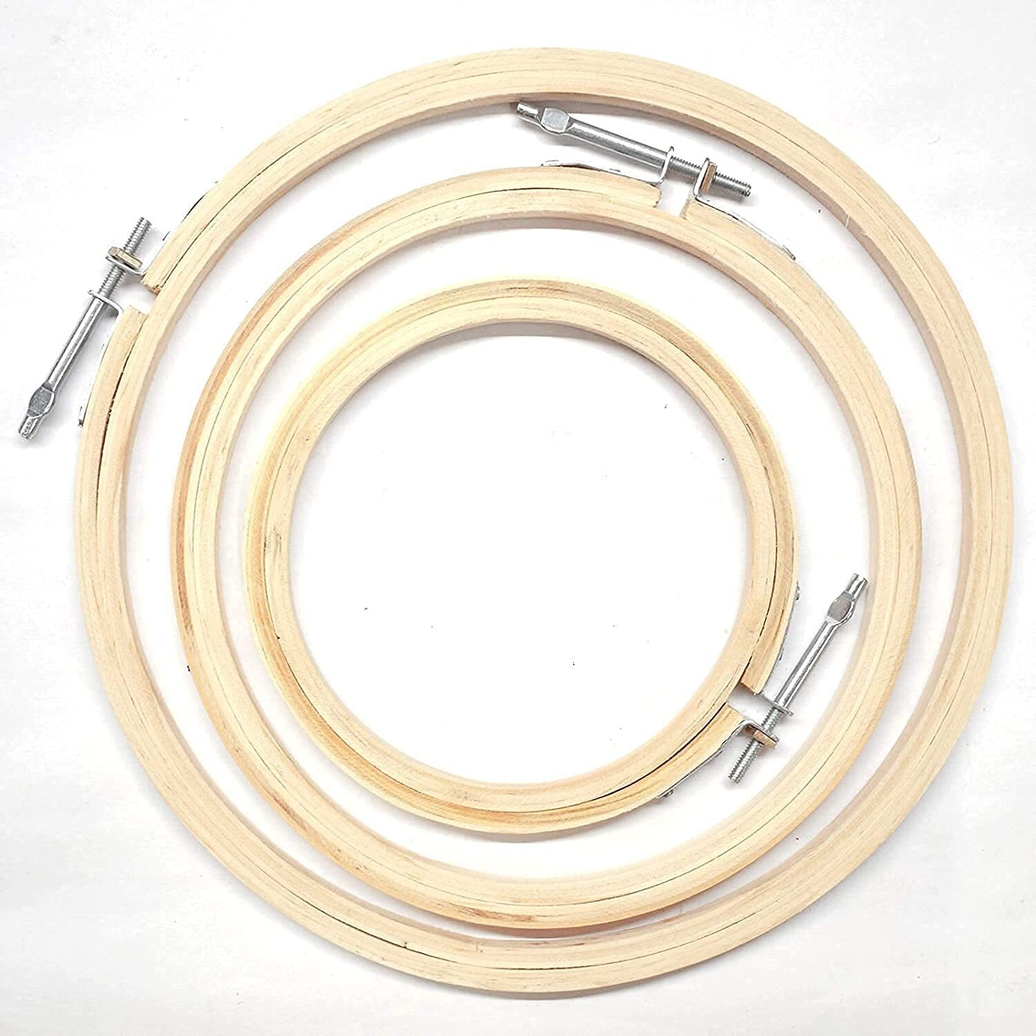 Homeistic Applience Embroidery Accessories Wooden Hoop Ring 6, 7, 8 Inch Number For Hand Work Or Embroidery Work (Set Of 3, Wooden)