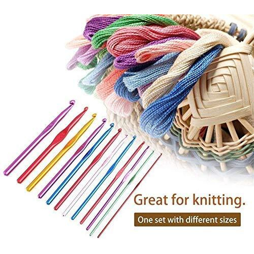 Supremo Aldo Aluminium Crochet Hooks Knitting Needles Set With Case (Multicolour) - 22 Pieces Knitting With Crochet Hook Chrochet Yarn Hook Needle