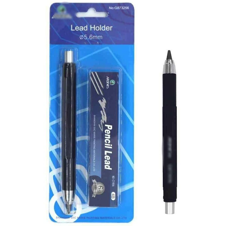 Kabeer Art Mechanical Pencil With Clutch Mechanism For 2B, 4B, 6B, 8B Leads And 6 Lead Refills 4B, 5.6Mm, Ink Blue