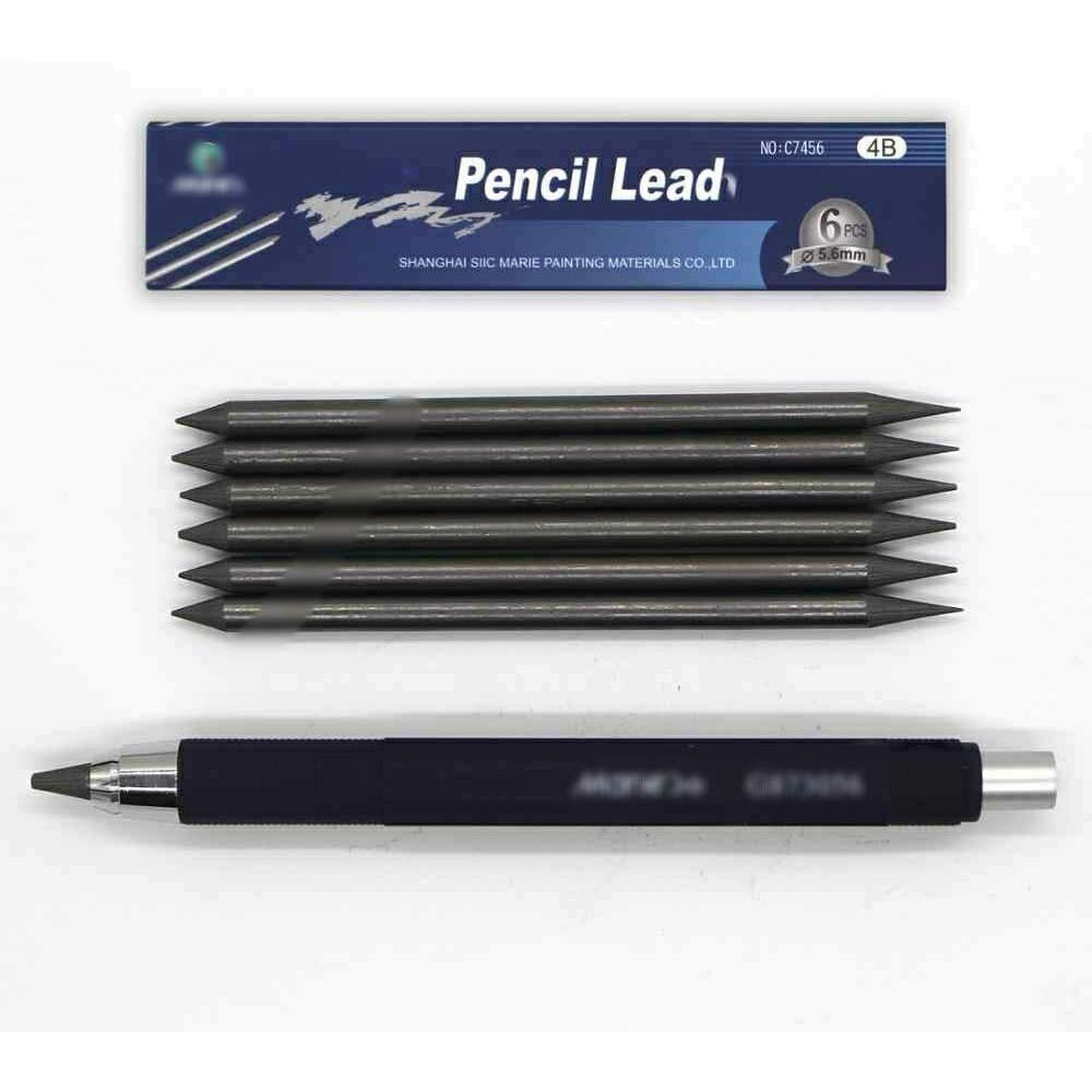 Kabeer Art Mechanical Pencil With Clutch Mechanism For 2B, 4B, 6B, 8B Leads And 6 Lead Refills 4B, 5.6Mm, Ink Blue