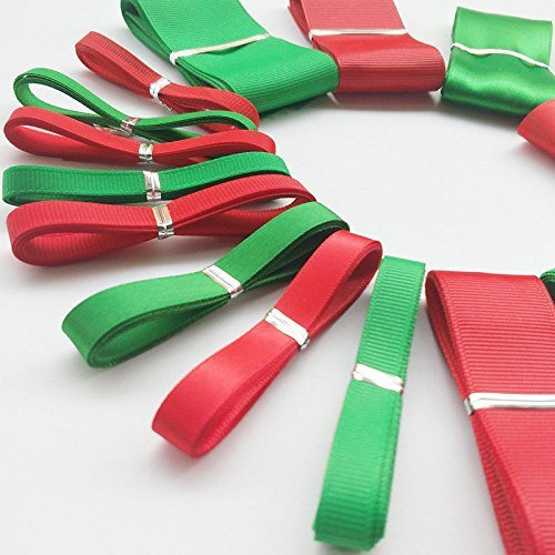 Diy Crafts Polyester Ribbon Floral Arrangement, Bouquet, 20Yards 5 Sizes Merry Christmas Santa Polyester Grosgrain Green & Red Ribbon Craft Gift Doll (Assorted Red And Green Santa Ribbons)