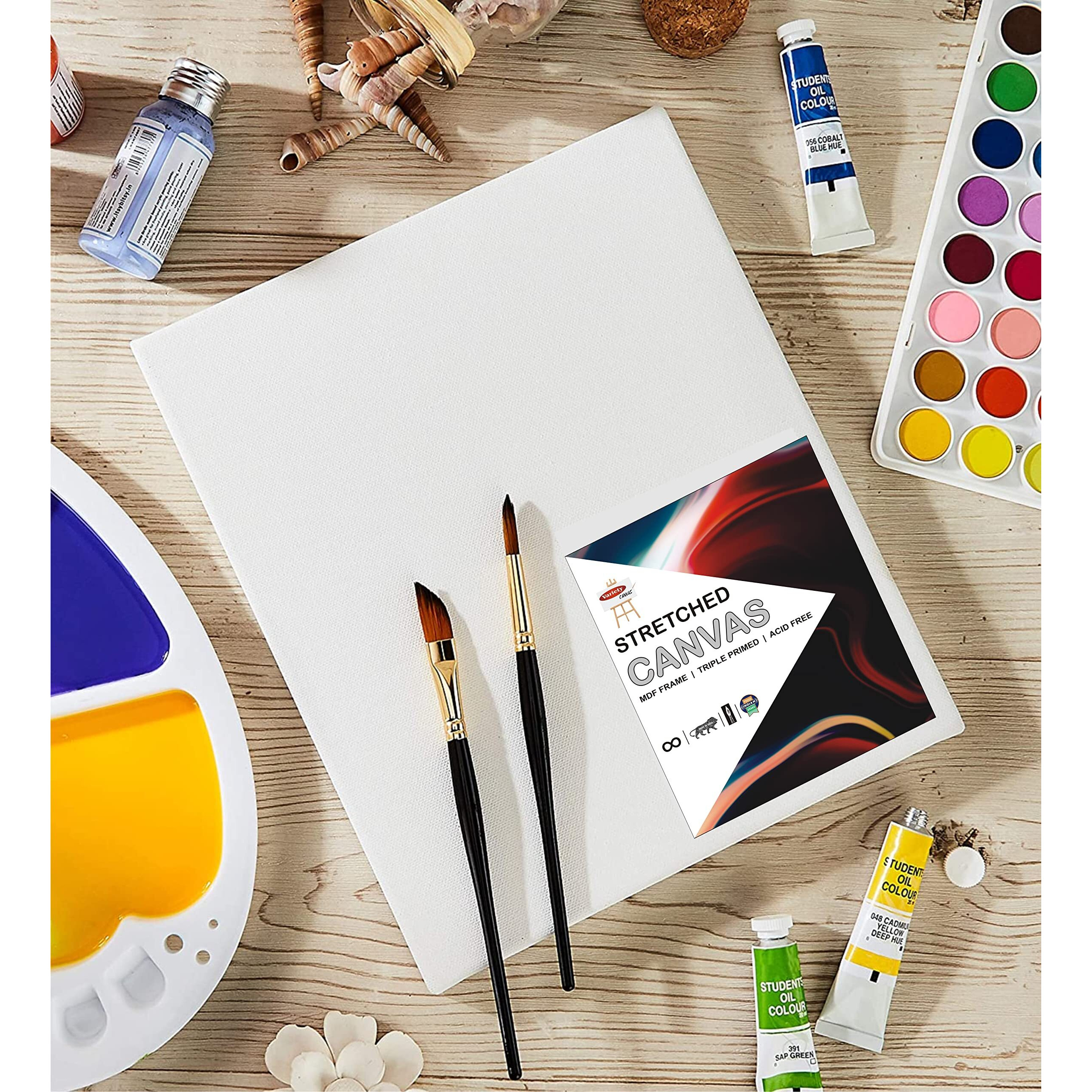 Variety Canvas Stretched Canvas 12X16 10X12 8X10 6X8 10Oz Triple Primed Cotton Pre Stretched Canvas With Wooden Frame - Multi Size - Set Of 4