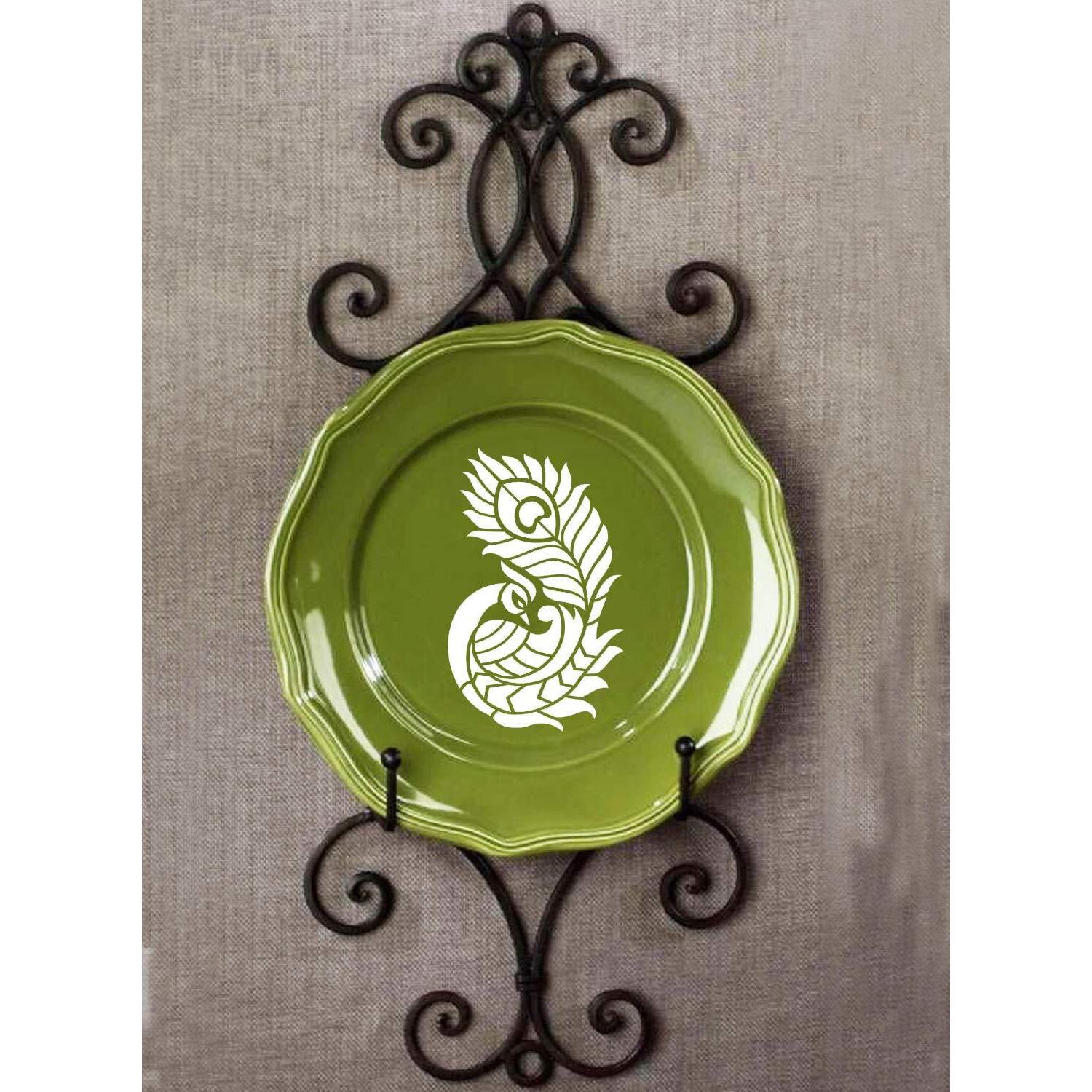 Craftreat Peacock Feather Stencil For Fabric - Side Feathered Peacock And Peacock Feather Background Stencil (2Pcs) - Size 6X6 Inches (2 Pcs)- Peacock Stencils For Craft And Art