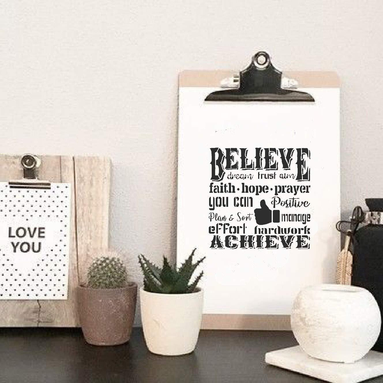 Craftreat Quotes Stencils For Craft And Art For Adults Combo - Believe And Goals Quote Stencil Set (2Pcs) - Size 6X6 Inches (2 Pcs)- Motivational Stencils For Canvas In Set