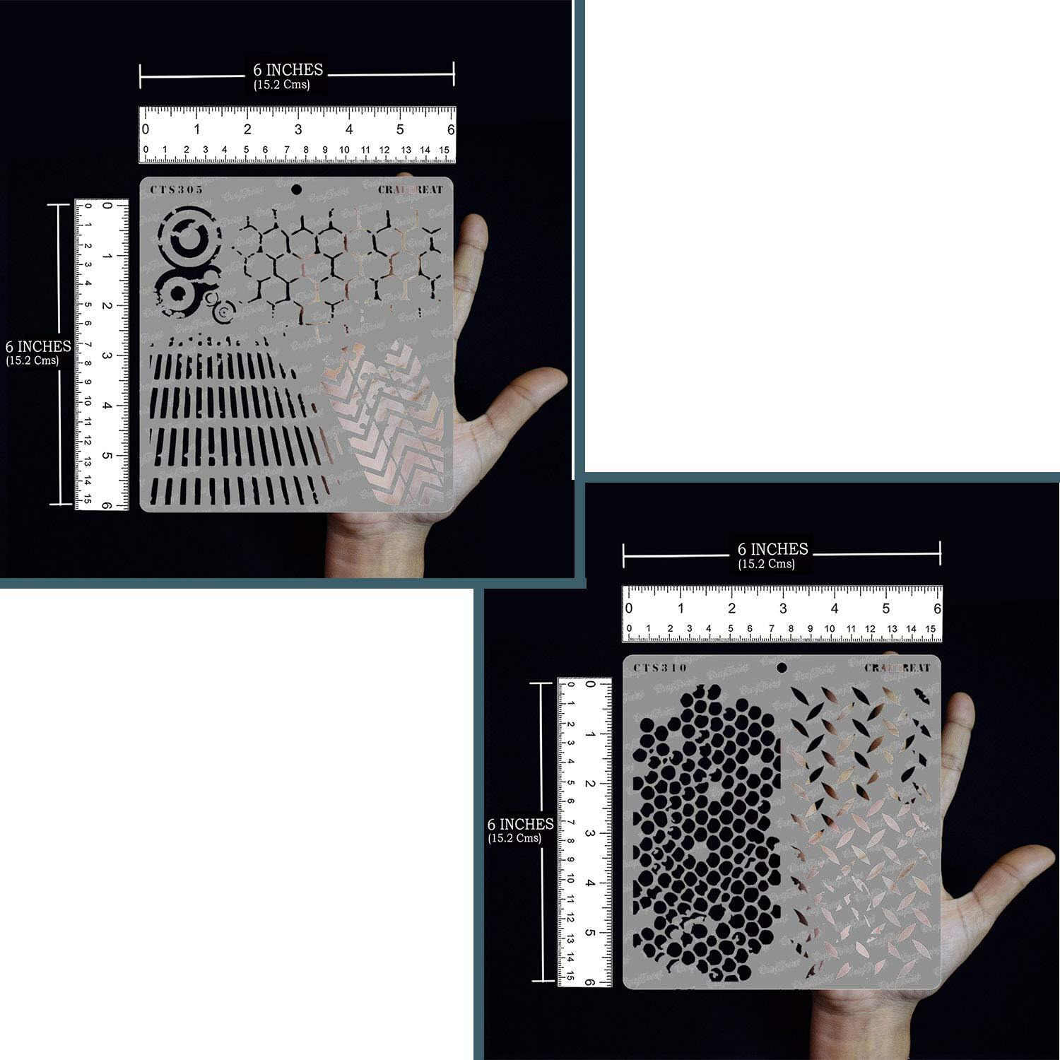 Craftreat Diamond Stencil - Distressed Patterns And Diamond Hive Stencil (2Pcs) - Size 6X6 Inches - Pattern Work Stencils - Stencil Pattern For Fabric - Pattern Stencils For Art And Design