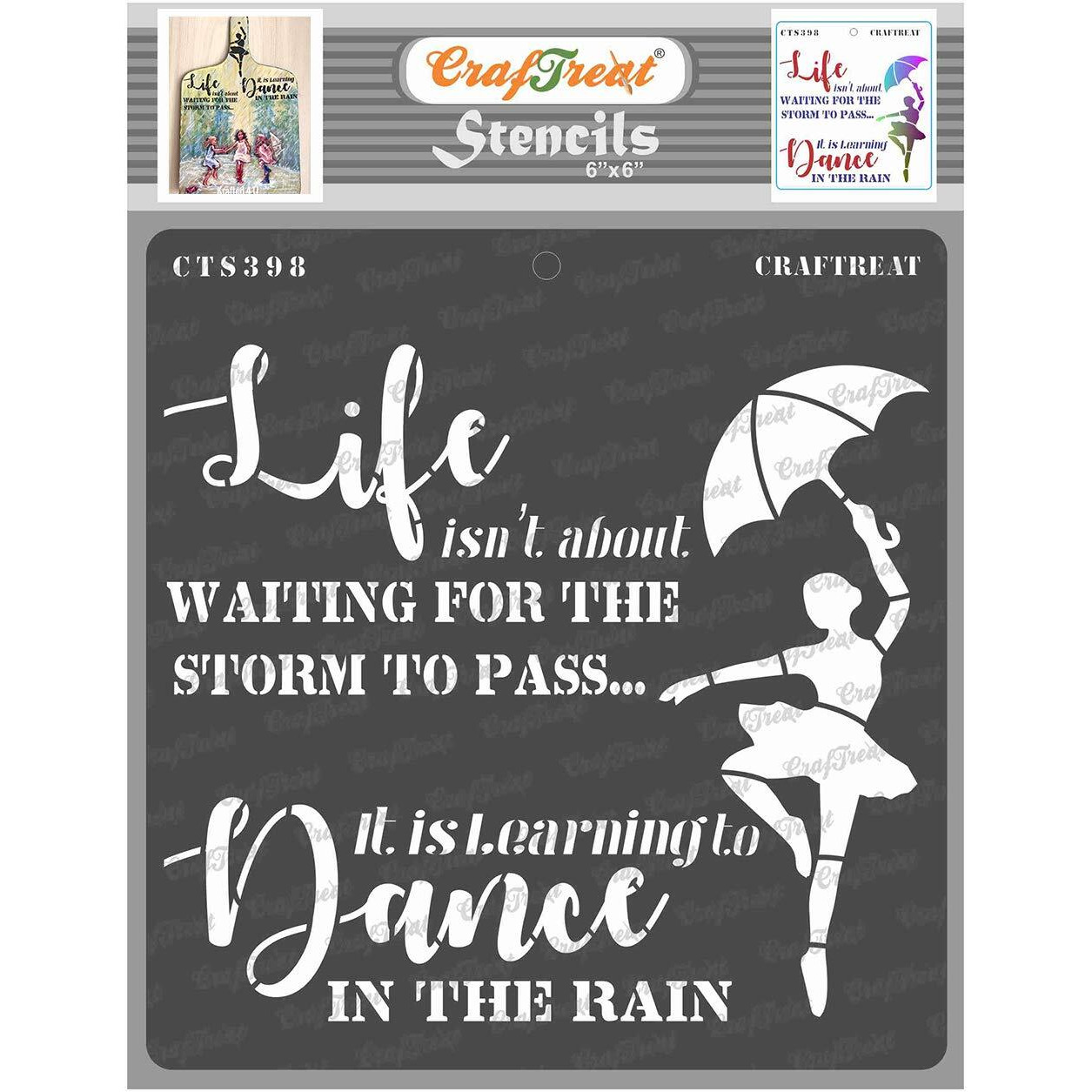 Craftreat Dance Stencil For Craft And Art - Dance In Rain - Size 6X6 Inches - Quote Stencil For Craft And Art - Stencils For Quotes - Word Stencils For Craft And Art - Home Decor Word Stencil