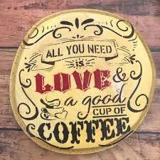 Craftreat Coffee Stencils Combo Pack For Craft - Coffee Love & Coffee - Size 6X6 Inches (2Pcs)- Coffee Stencils Reusable - Word Stencils For Craft - Quotes Stencils For Kitchen