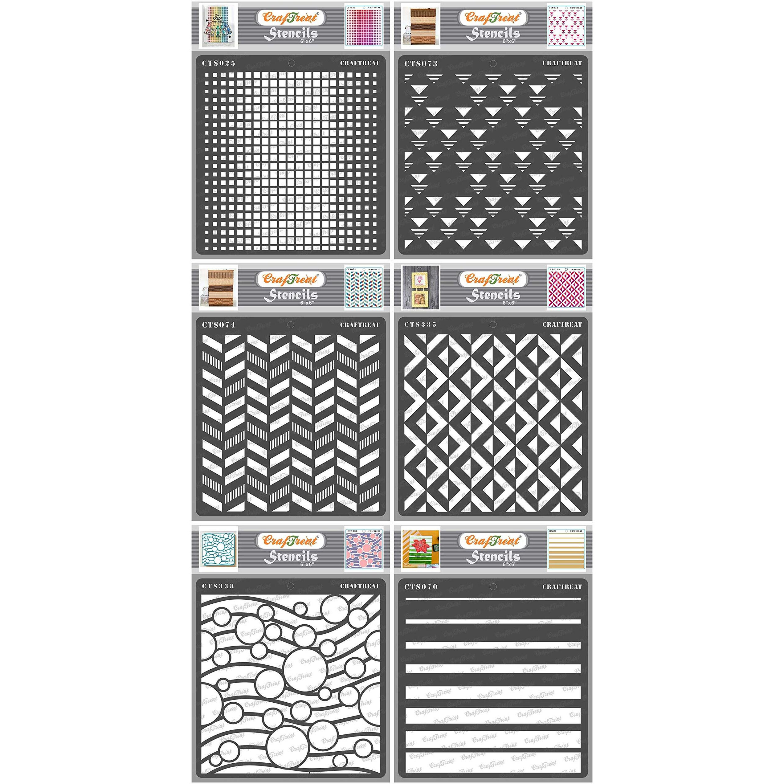 Craftreat Geometric Stencil Set For Craft And Art - 6X6 Inches - 6 Pcs - Modern Designs