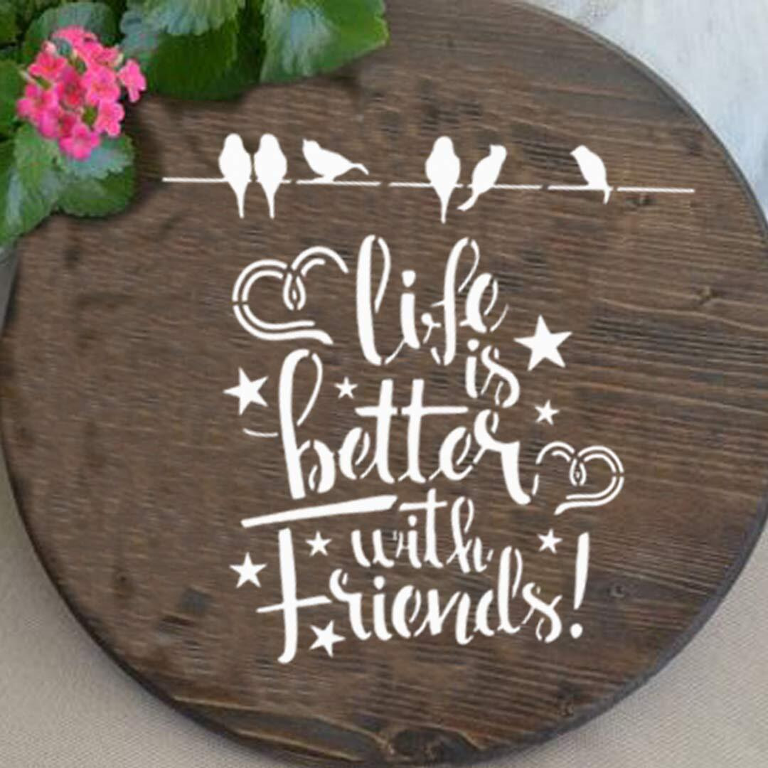 Craftreat Quotes Stencil - Better With Friends - Size 6X6 Inches - Quotes Wall Stencil