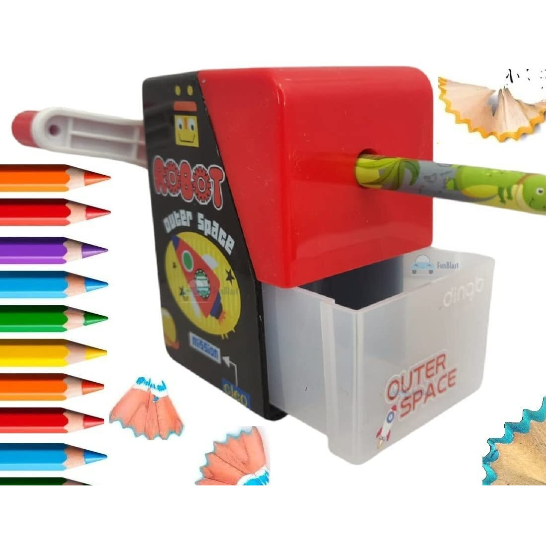 Kunya Sharpener For Kids  Pencil Sharpeners For Kids Boys & Girls School Kit And Office Stationary Items, Stationary Kit, Table Sharpener Machine, Birthday Return Gift (Robot Sharpener) (Red)