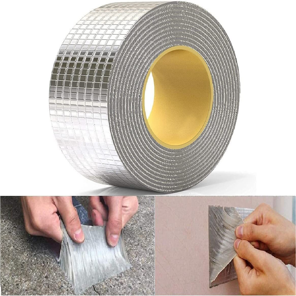 Diyashi Leakage Repair Waterproof Tape For Pipe Leakage Roof Water Leakage Solution Aluminium Foil Tape Waterproof Adhesive Tape Sealing Butyl Rubber Tape For Surface Crack,(5Cmx5M)