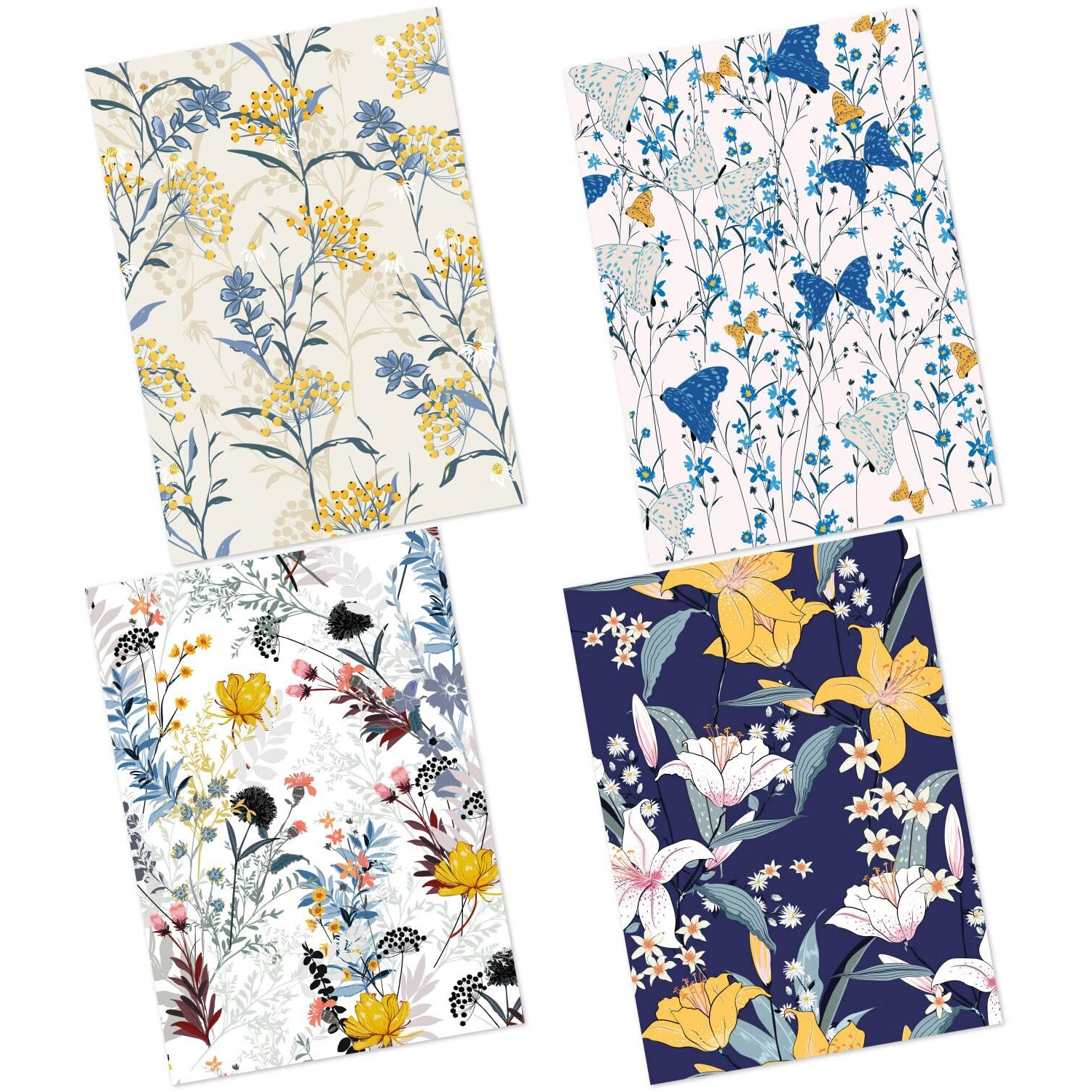 Craftangles Decoupage Paper Pack - Floral Pattern (A4) - 4 Sheets
