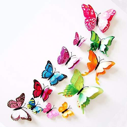 Idream 12Pcs 3D Pvc Magnet Butterflies Diy Wall Stickers For Home Decoration, Removable, Waterproof, Colorful, Ideal For Living Room, Bedroom, Office And Party Decor (Double Layer Multicolour)