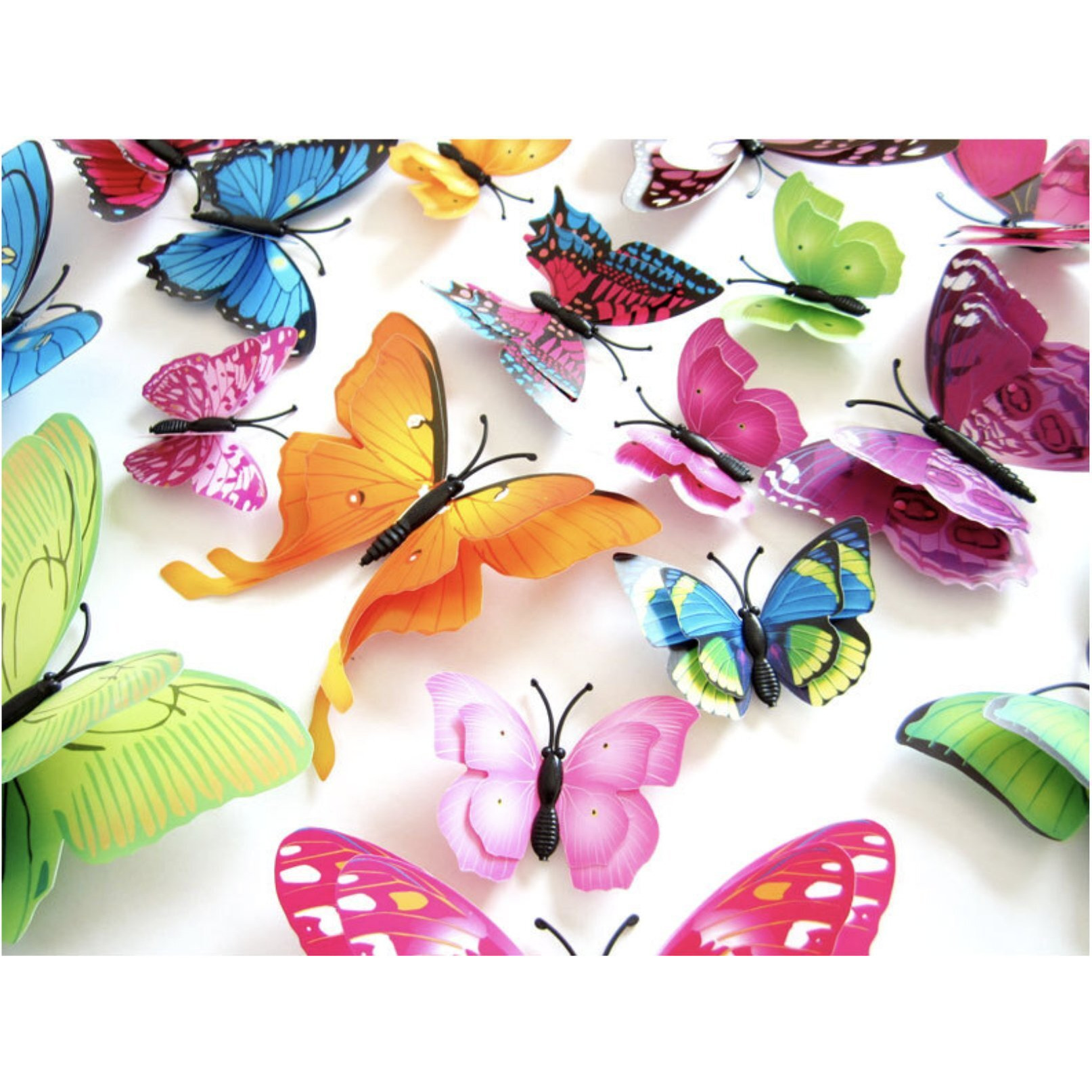 Idream 12Pcs 3D Pvc Magnet Butterflies Diy Wall Stickers For Home Decoration, Removable, Waterproof, Colorful, Ideal For Living Room, Bedroom, Office And Party Decor (Double Layer Multicolour)