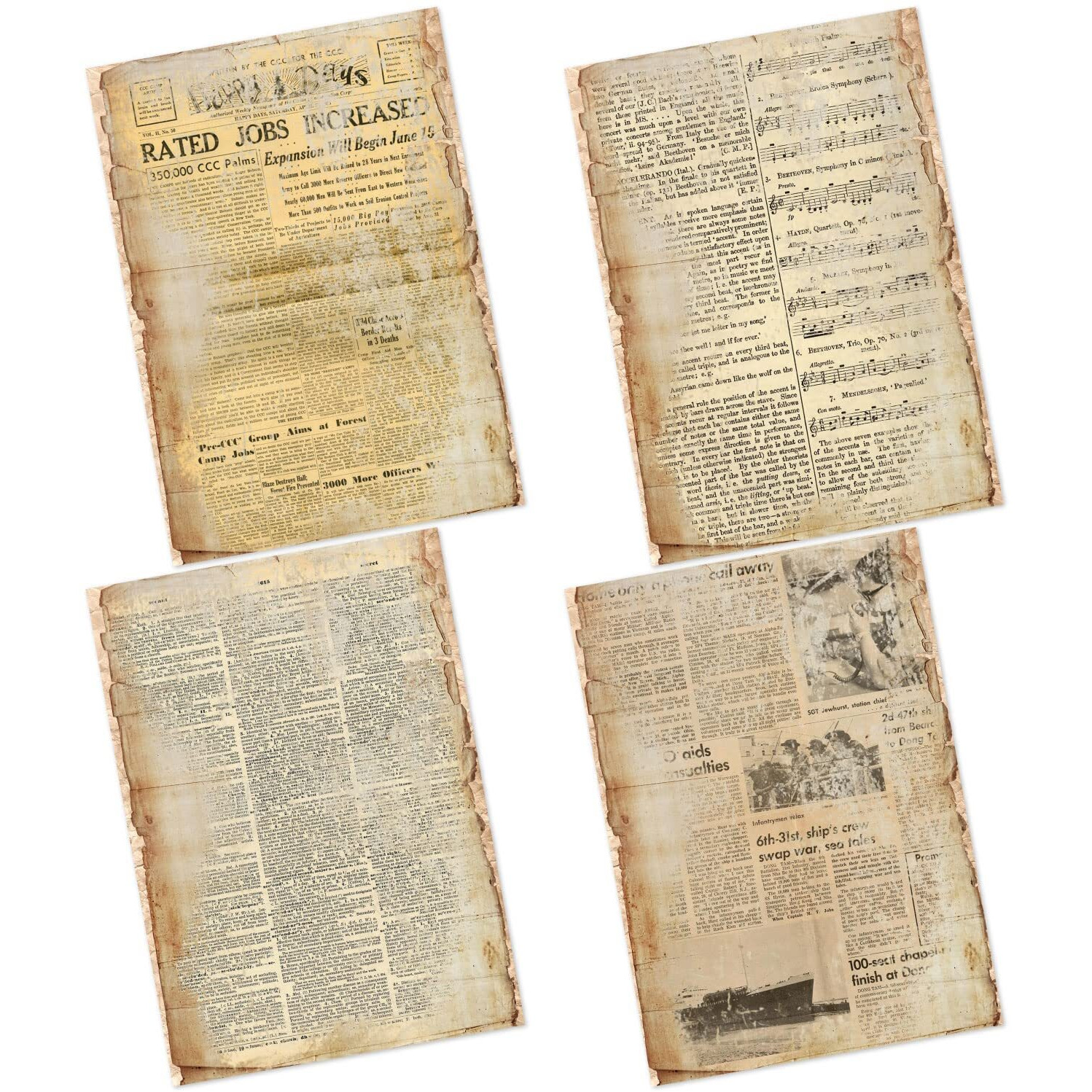 Craftangles Decoupage Paper Pack - Old Newspaper (A4) - 4 Sheets
