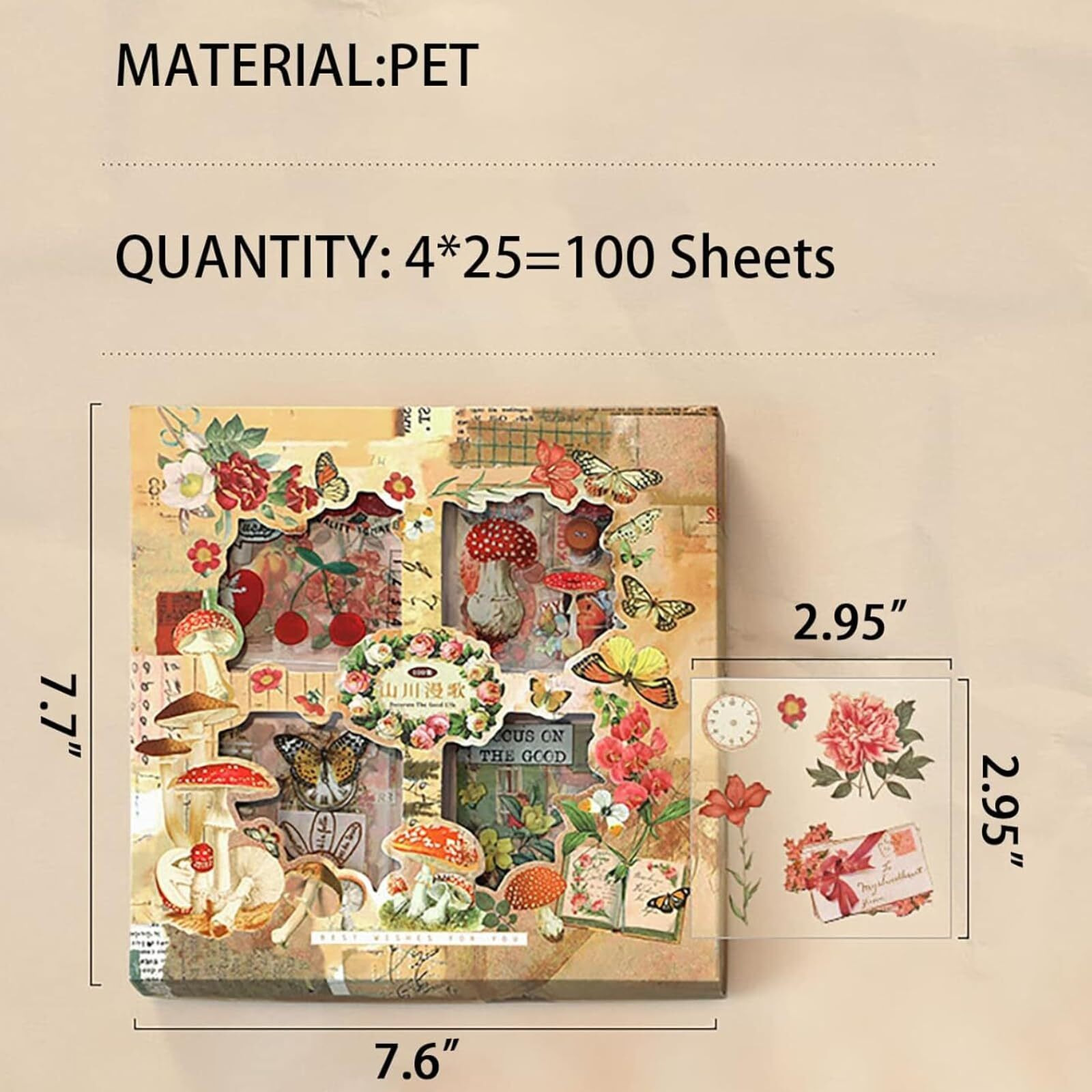 The Autostory Vintage Journal Sticker Set - 100 Sheets Pvc For Scrapbook, Laptop, Diary. Aesthetic Stickers For Journaling, Scrapbooking, Planner, Water Bottle, Notebook, Diy Craft Album.