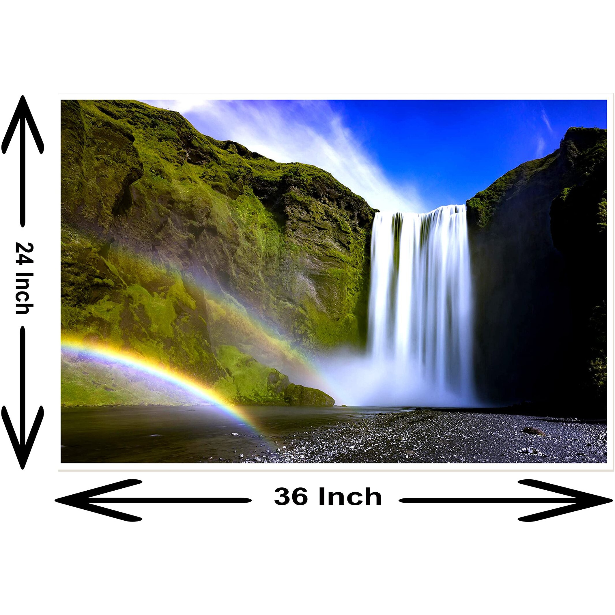 My D Square Vinyl Nature Poster, Beautiful Waterfall Wall Art For Living Room Bedroom Size 24 X 36 Inch Self Adhesive