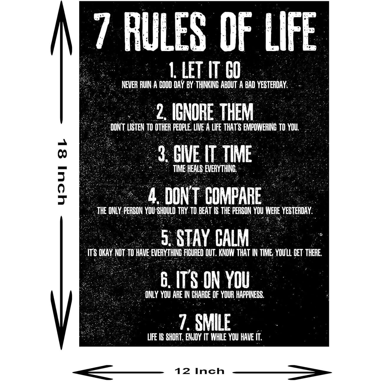 My D Square Motivational Poster 7 Rules Of Life Wall Poster For Living Study Room Gym Office Hall Size 30 X 45 Cm Self Adhesive Vinyl