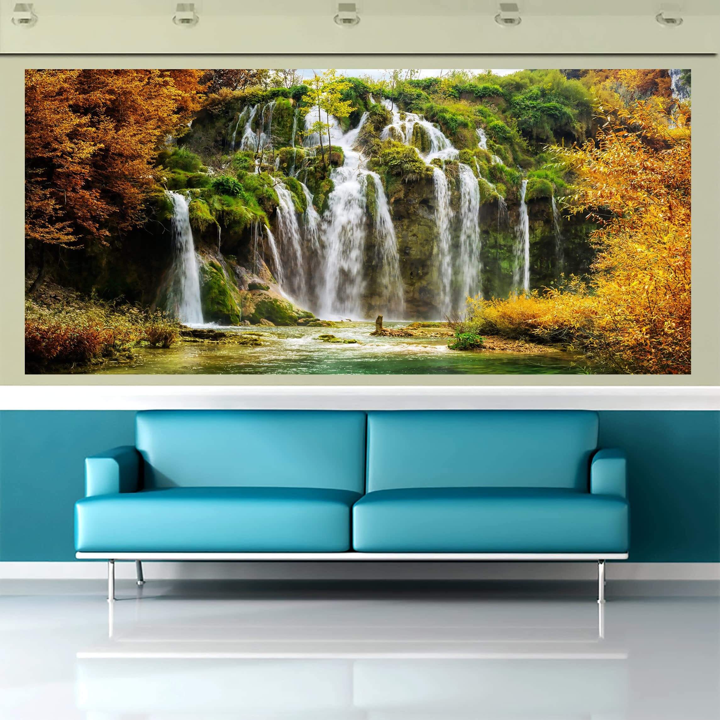 My D Square Vinyl, Nature Waterfall Wall Poster For Living Room Bedroom Size 36 X 24 Inch Self Adhesive Wall Art Dnp101