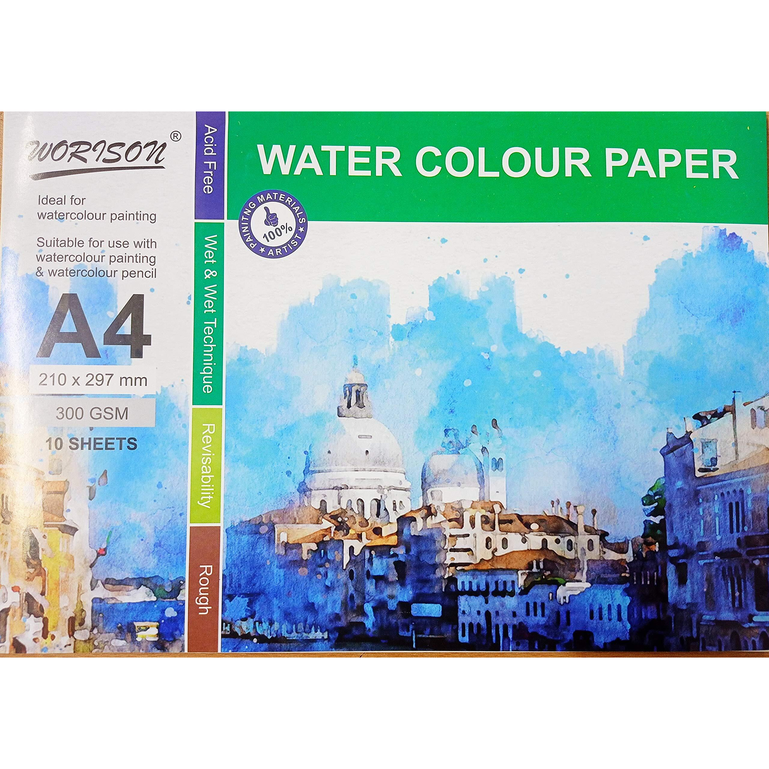 Worison Watercolour Paper 300 Gsm Cold Pressed, A4 Size, 10 Sheets