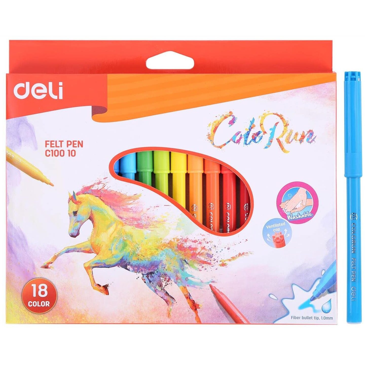 Deli 18 Shades Sketch Pen, Liner Color Writing, Calligraphy, Drawing, Mandala, Outer Lines, 2.0Mm Nib, Color For Children, Students, Artists, Round Barrel Bright Colors, Washable Ink, Best Return Gift