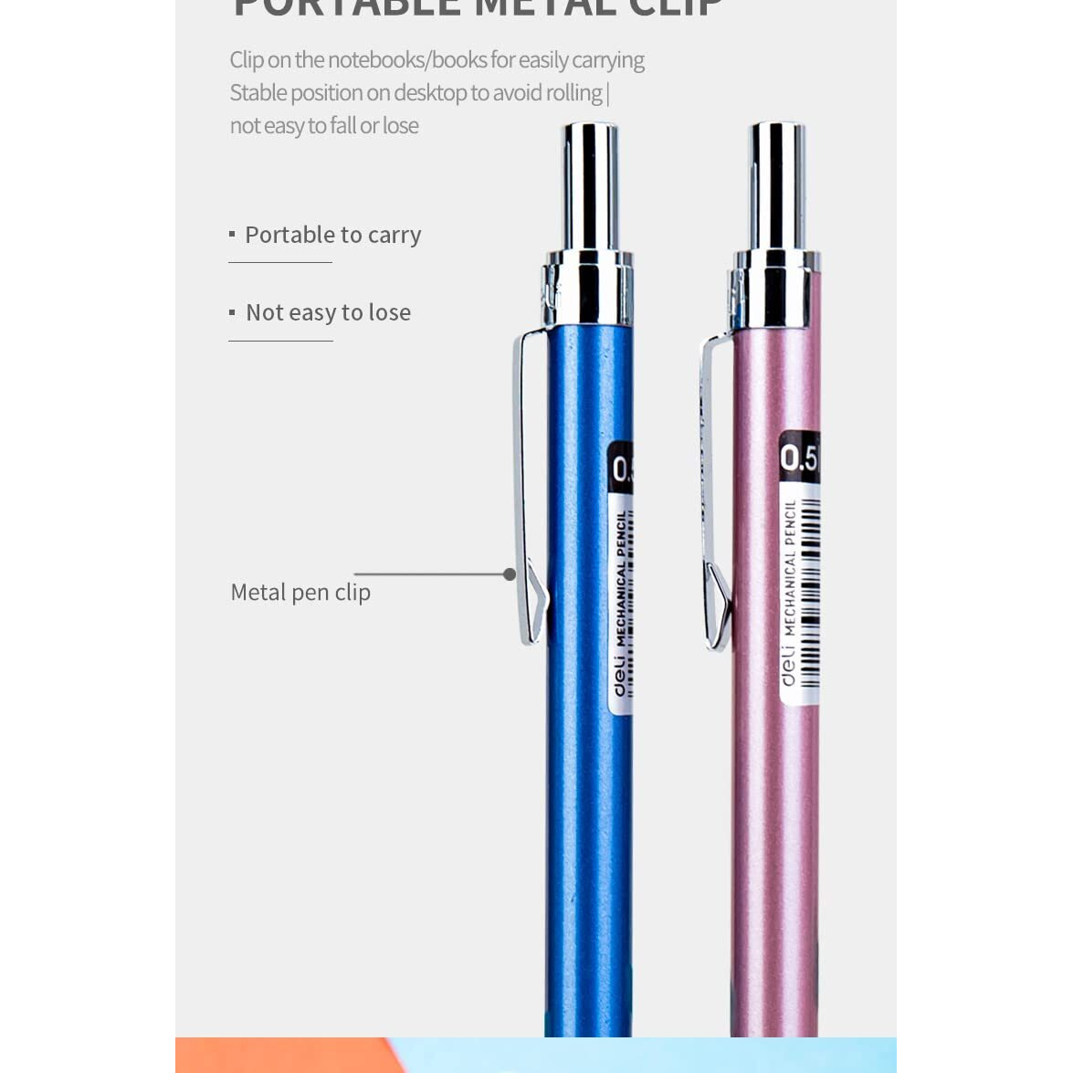 Deli Metal Mechanical Pencil Suit/Foldable Box Design For An Easy Transfer Between Storage Box And Display(Assorted Color) E6492 Pack Of 2