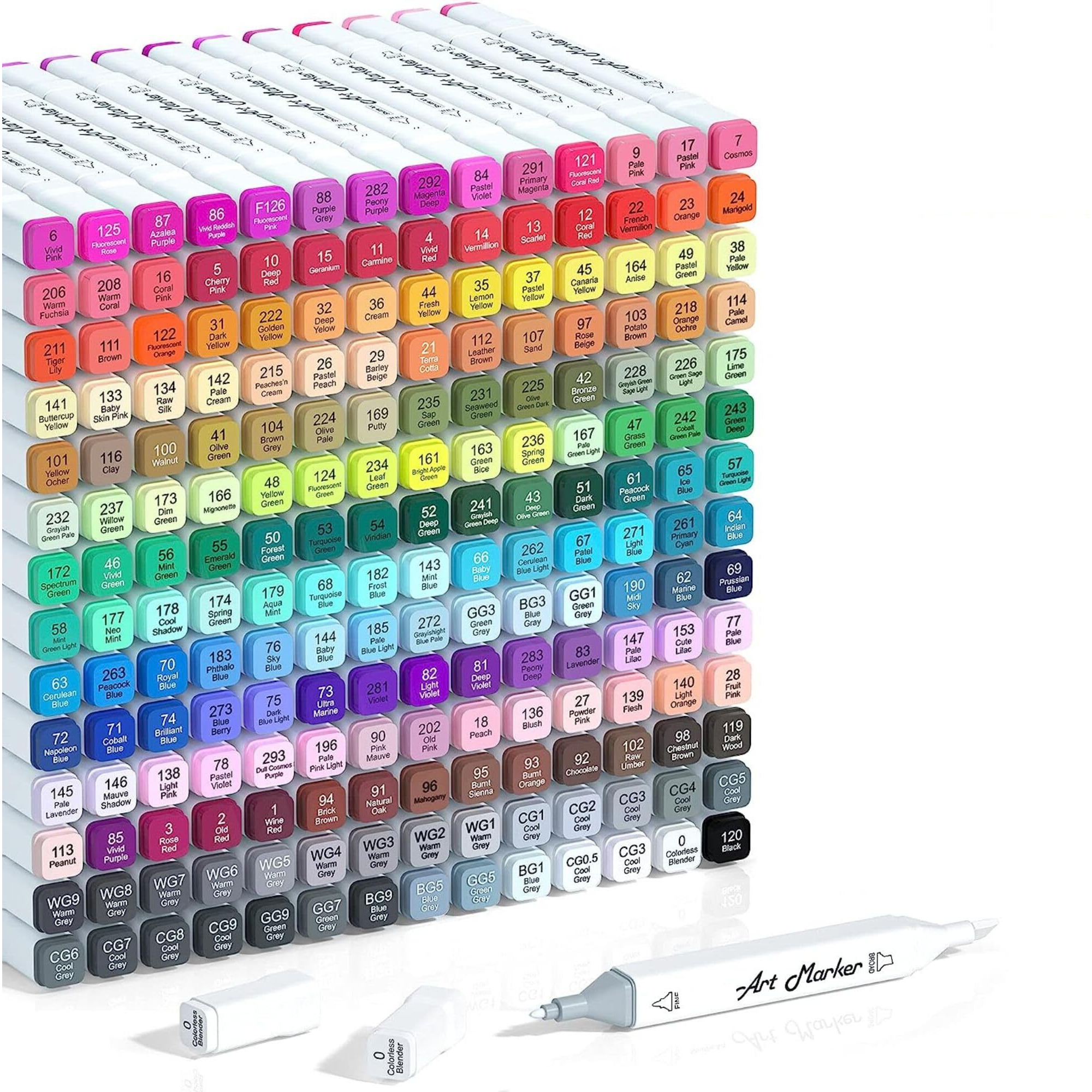 Parssufy Alcohol Art Markers Set - Dual Tip Brush Pens & Chisel For Drawing - 100 Pcs Multicolor Set For Kids, Adults