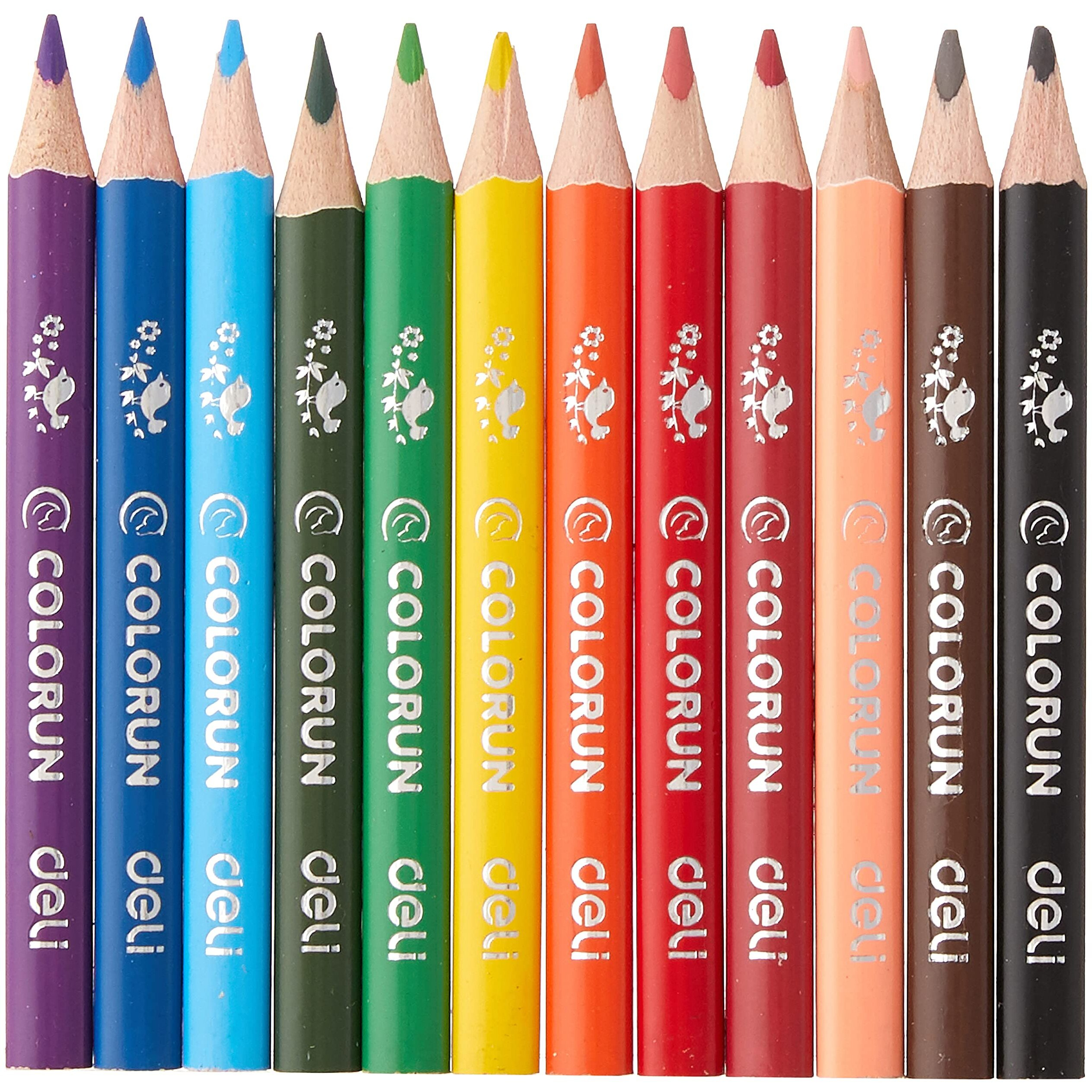 Deli 12 Shades Color Pencils For Students, Professionals, Beginners, Triangular Shaped Colo Run Wood Free, Bright Color Pencils, Colour Pencil For Gift