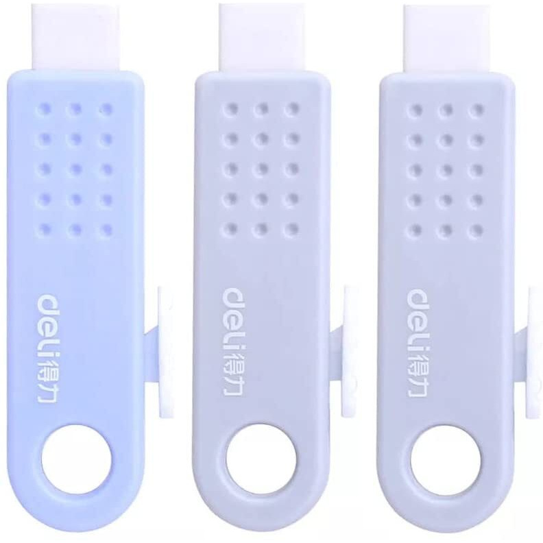 Deli 3 Pc Push Pull Eraser, For Creative Drawing Elementry Crafting School, College Use