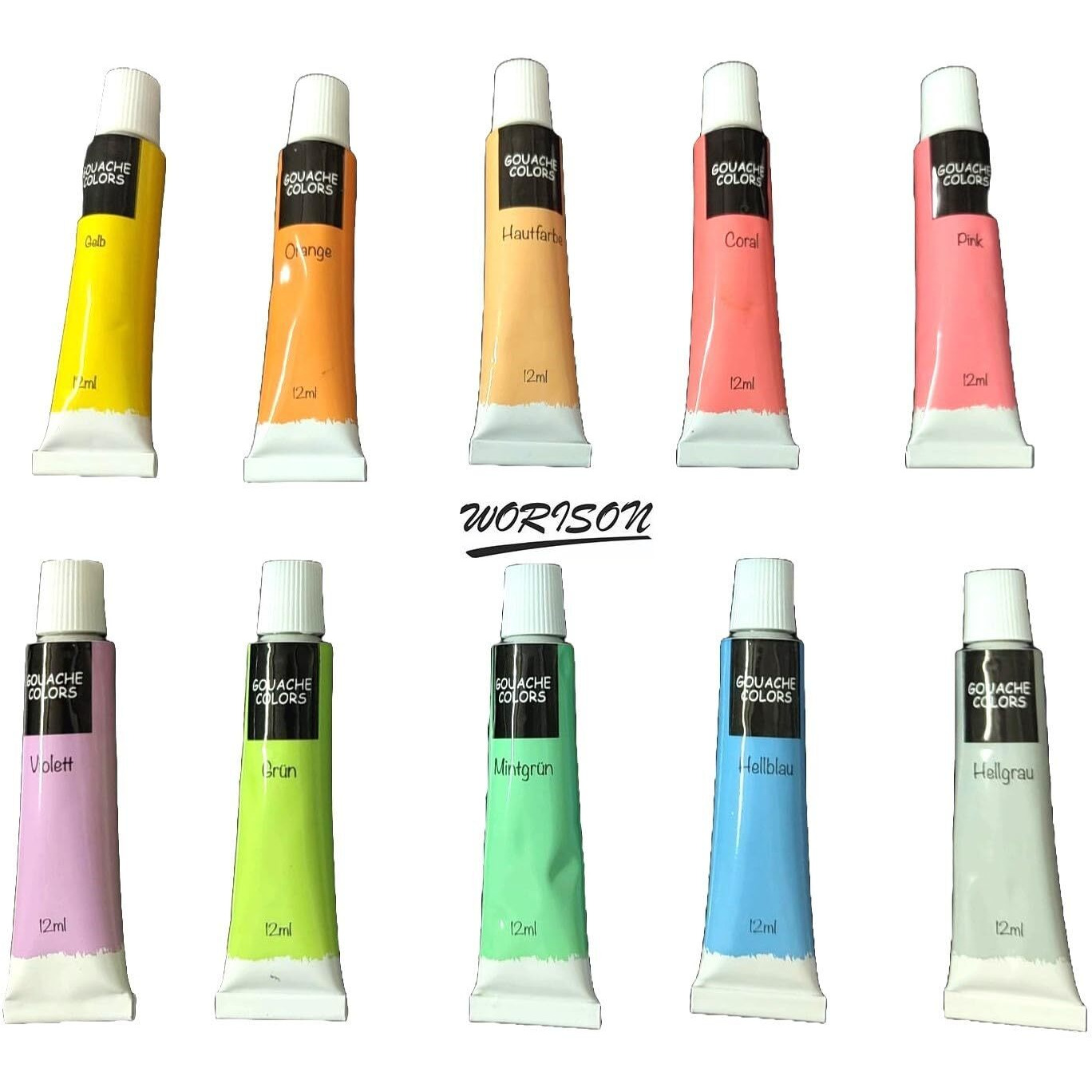 Worison Pastel Gouache Colour Set Of 10 Colours X 12Ml Tubes Multicolor