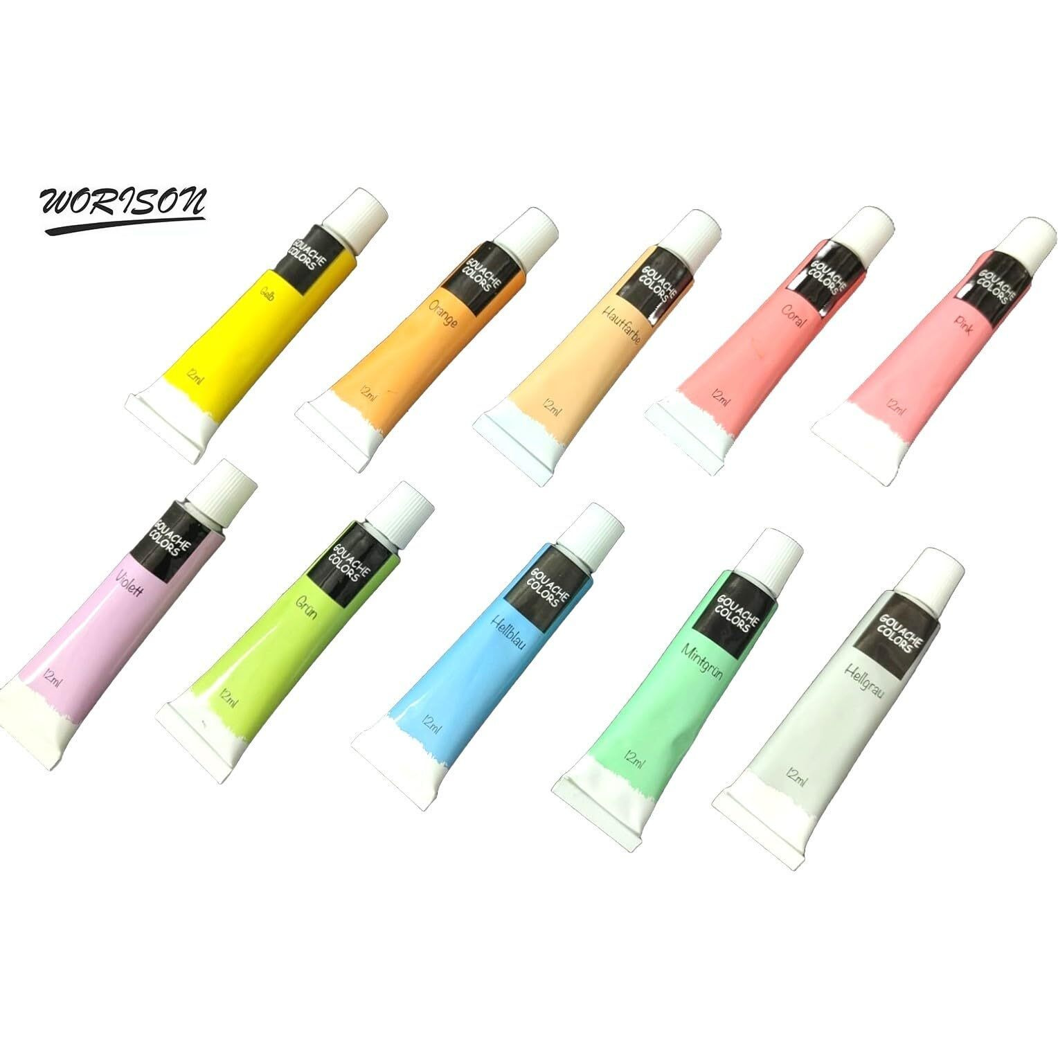 Worison Pastel Gouache Colour Set Of 10 Colours X 12Ml Tubes Multicolor