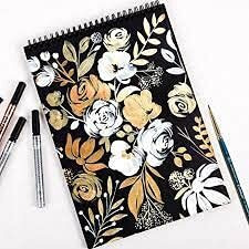 Artrack Black Drawing Paper Sketch Pad For Pencil, Acrylic Marker, Opaque Inks, Gouache And Pastels, Wire Bound, 120 Gsm, 297 X 420 Mm Black, 32 Sheets